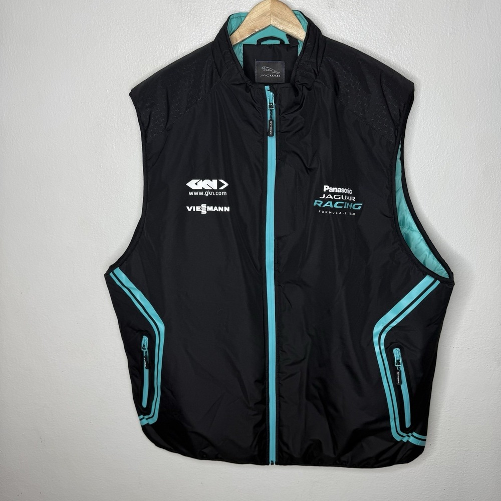 Jaguar Racing Gilet Panasonic Formula E Team Vest Men's XXXL‎ Black Full Zip